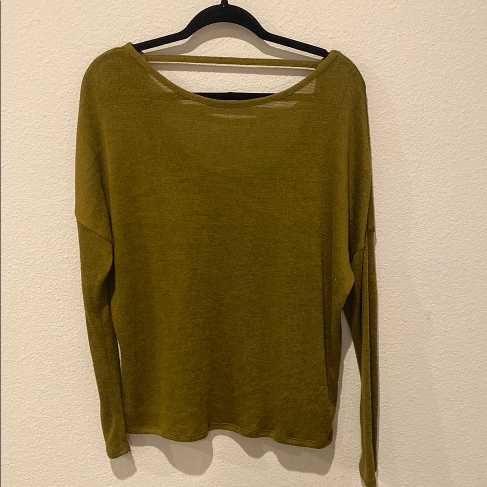 Olive Green Long Sleeve Boat Neck Sweater
